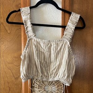 Striped Beige Sleeveless Top